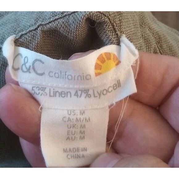 C&C California Linen Blend Cargo Jacket Full Zip Pockets Size Medium - Picture 4 of 4